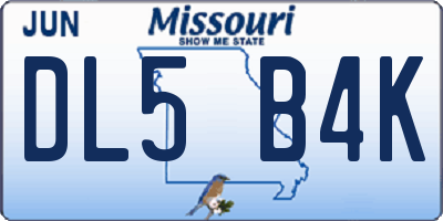MO license plate DL5B4K
