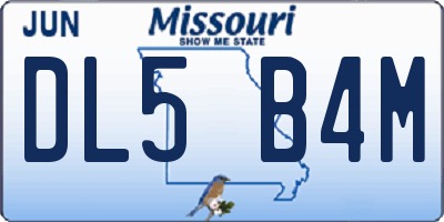 MO license plate DL5B4M