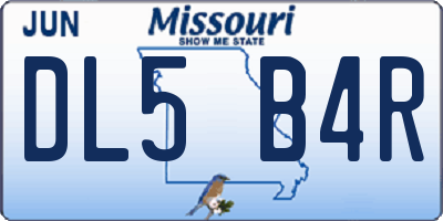 MO license plate DL5B4R