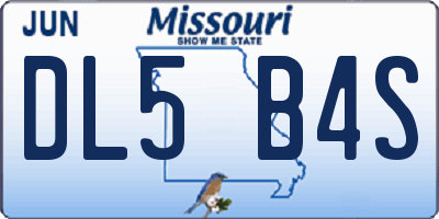 MO license plate DL5B4S