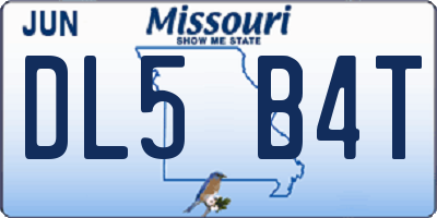 MO license plate DL5B4T