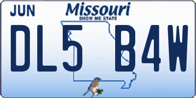 MO license plate DL5B4W