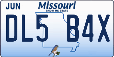 MO license plate DL5B4X