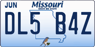 MO license plate DL5B4Z