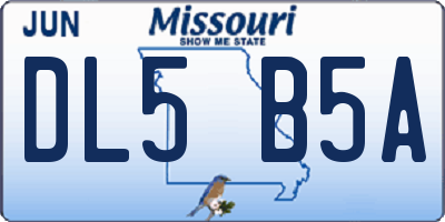 MO license plate DL5B5A