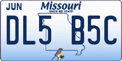 MO license plate DL5B5C