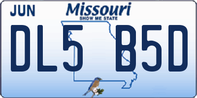 MO license plate DL5B5D