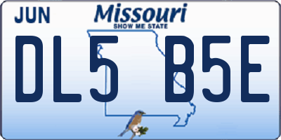 MO license plate DL5B5E