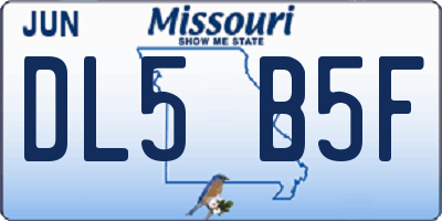 MO license plate DL5B5F