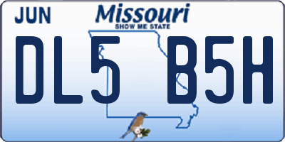 MO license plate DL5B5H