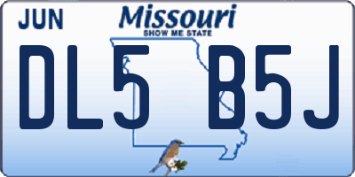 MO license plate DL5B5J