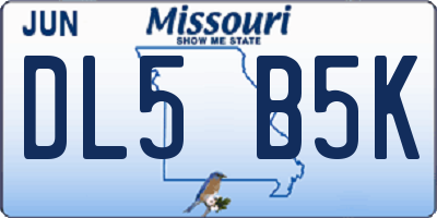 MO license plate DL5B5K