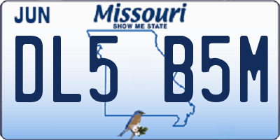 MO license plate DL5B5M