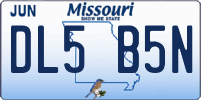 MO license plate DL5B5N