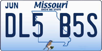 MO license plate DL5B5S