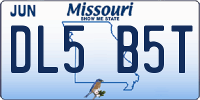 MO license plate DL5B5T