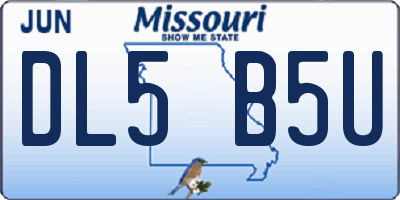 MO license plate DL5B5U