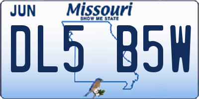 MO license plate DL5B5W