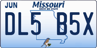 MO license plate DL5B5X