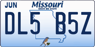MO license plate DL5B5Z