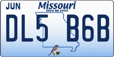 MO license plate DL5B6B