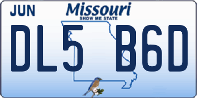 MO license plate DL5B6D