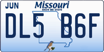 MO license plate DL5B6F