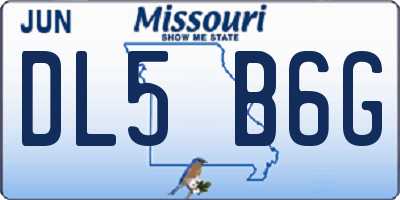 MO license plate DL5B6G