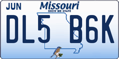 MO license plate DL5B6K