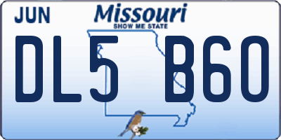 MO license plate DL5B6O