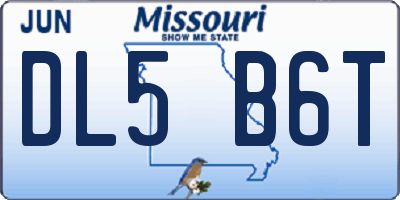 MO license plate DL5B6T