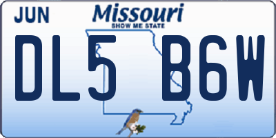 MO license plate DL5B6W