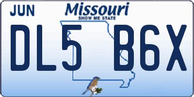 MO license plate DL5B6X