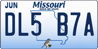 MO license plate DL5B7A