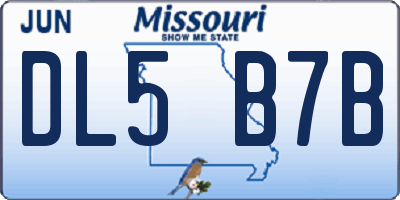 MO license plate DL5B7B