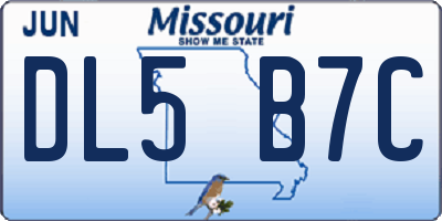 MO license plate DL5B7C