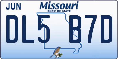 MO license plate DL5B7D