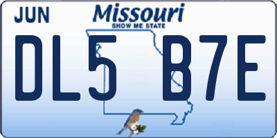 MO license plate DL5B7E