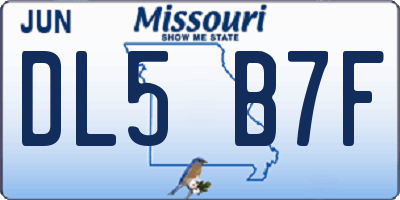 MO license plate DL5B7F