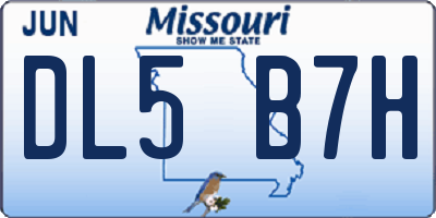 MO license plate DL5B7H