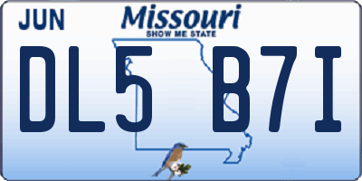 MO license plate DL5B7I