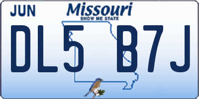 MO license plate DL5B7J