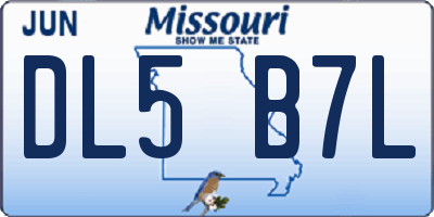 MO license plate DL5B7L