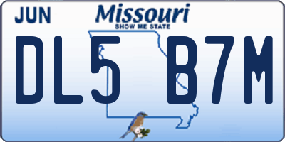 MO license plate DL5B7M