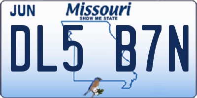 MO license plate DL5B7N