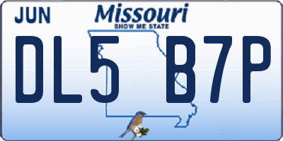 MO license plate DL5B7P