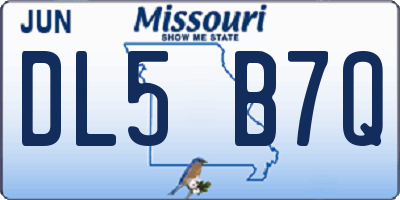 MO license plate DL5B7Q