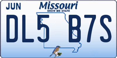 MO license plate DL5B7S