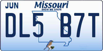 MO license plate DL5B7T