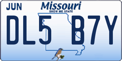 MO license plate DL5B7Y